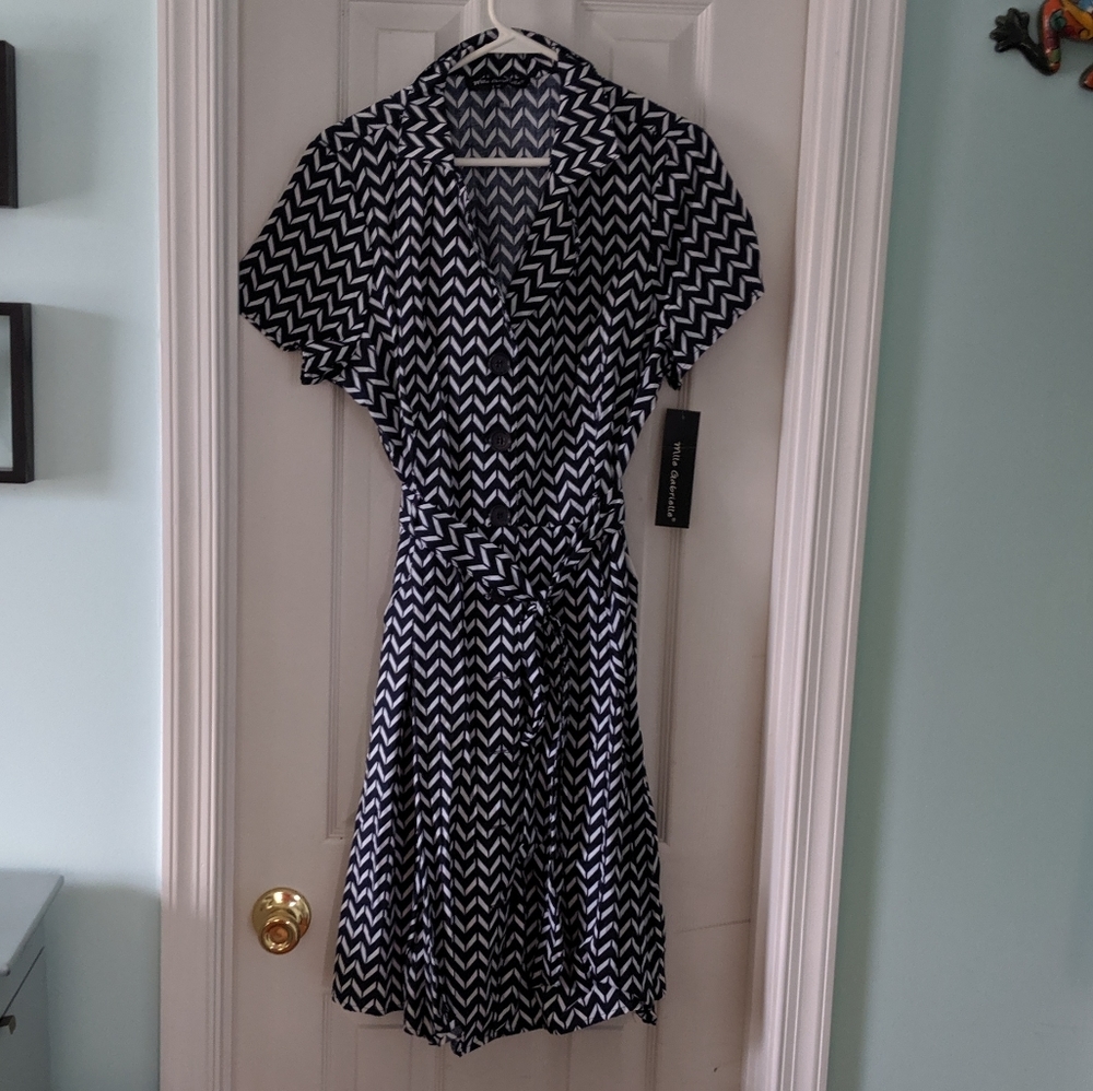 Navy & white short sleeve dress sz 1x NWT